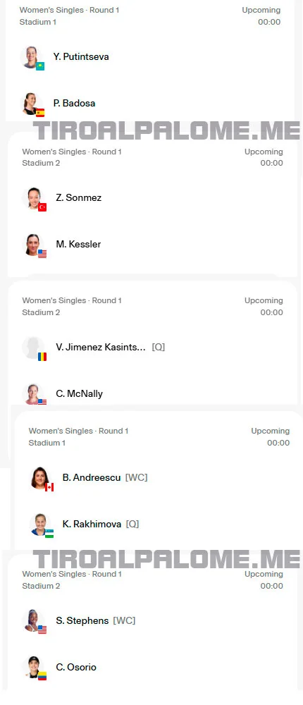 wta partidos ronda1 miercoles4 marzo 2026 tiroalpalo
