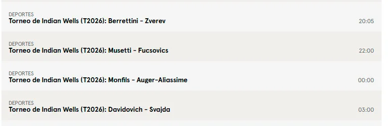 atp indian wells central viernes6 marzo partidos 2026