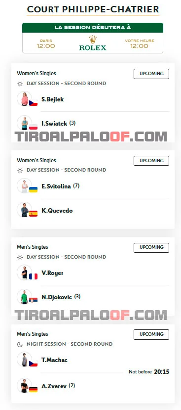 roland garros philippe chatrier miercoles27 mayo 2026 tiroalpalo