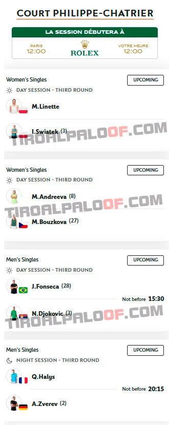 roland garros philippe chatrier viernes29 mayo 2026 tiroalpalo
