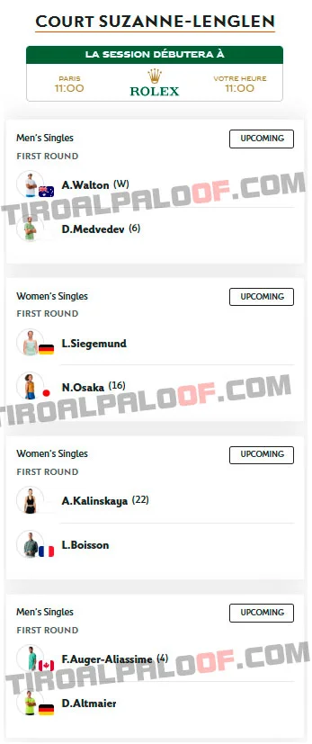 roland garros suzanne lenglen martes26 mayo 2026 tiroalpalo