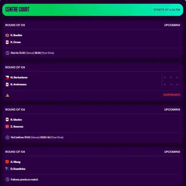 wta toronto central lunes3 agosto 2026 tiroalpalo