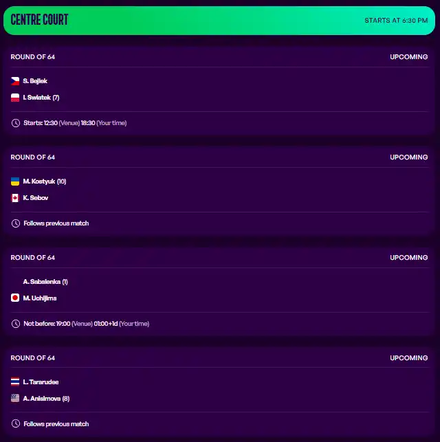wta toronto central martes4 agosto 2026 tiroalpalo
